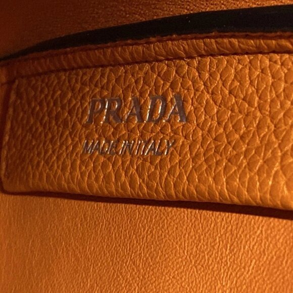PRADA Triangle Logo Orange Leather Tote Bag 1353-041925 - Picture 13 of 14